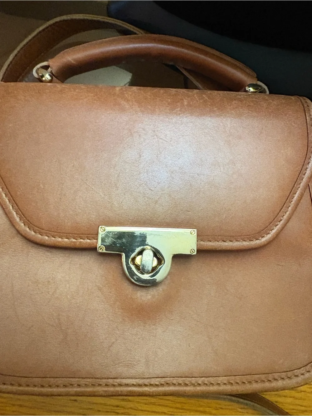 Unbranded brown leather handle crossbody bag